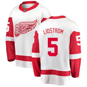 Herren Detroit Red Wings Eishockey Trikot Nicklas Lidstrom #5 Breakaway Weiß Fanatics Branded Auswärts